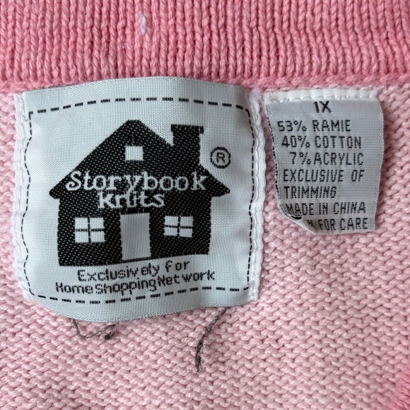 Vintage Storybook Knits Cottagecore Pastel Bunny Sweater Cardigan Women Size 1X - Picture 8 of 8